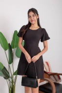 Velix Cut-Out Puff Dress in Black (MY)