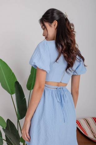 Velix Cut-Out Puff Dress in Blue (MY)