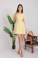 Velix Cut-Out Puff Dress in Yellow (MY)