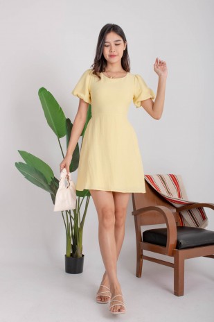 Velix Cut-Out Puff Dress in Yellow (MY)