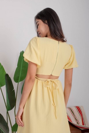 Velix Cut-Out Puff Dress in Yellow (MY)