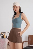 Kait Ruched Sweetheart Top in Teal (MY)