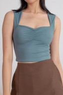 Kait Ruched Sweetheart Top in Teal (MY)