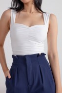 Kait Ruched Sweetheart Top in White (MY)