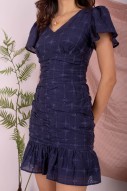 Alliot Broderie Flutter Dress in Navy (MY)