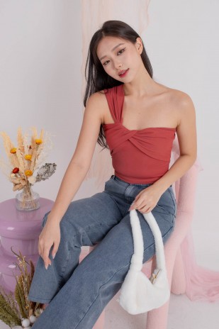 Ruki One Shoulder Knot Top in Rose (MY)