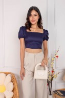 Eun Embossed Cut-Out Top in Navy (MY)