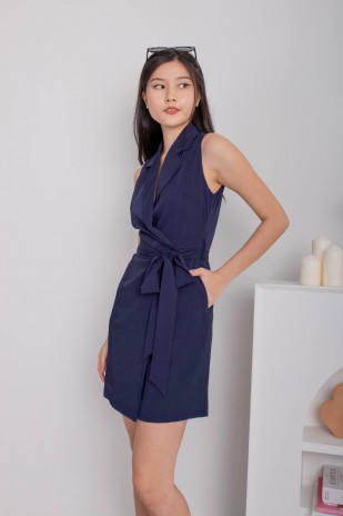 Caius Sash Blazer Dress in Navy (MY)