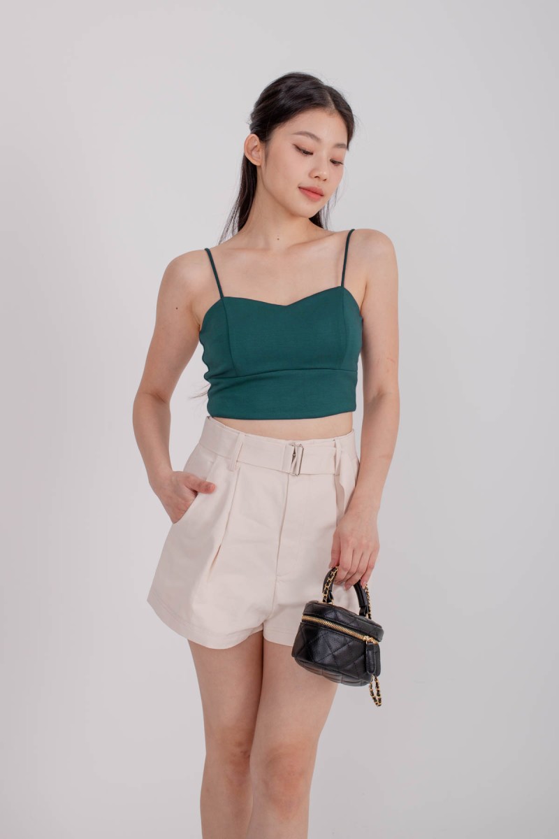 RESTOCK: Radiate Padded Sweetheart Crop Top in Teal