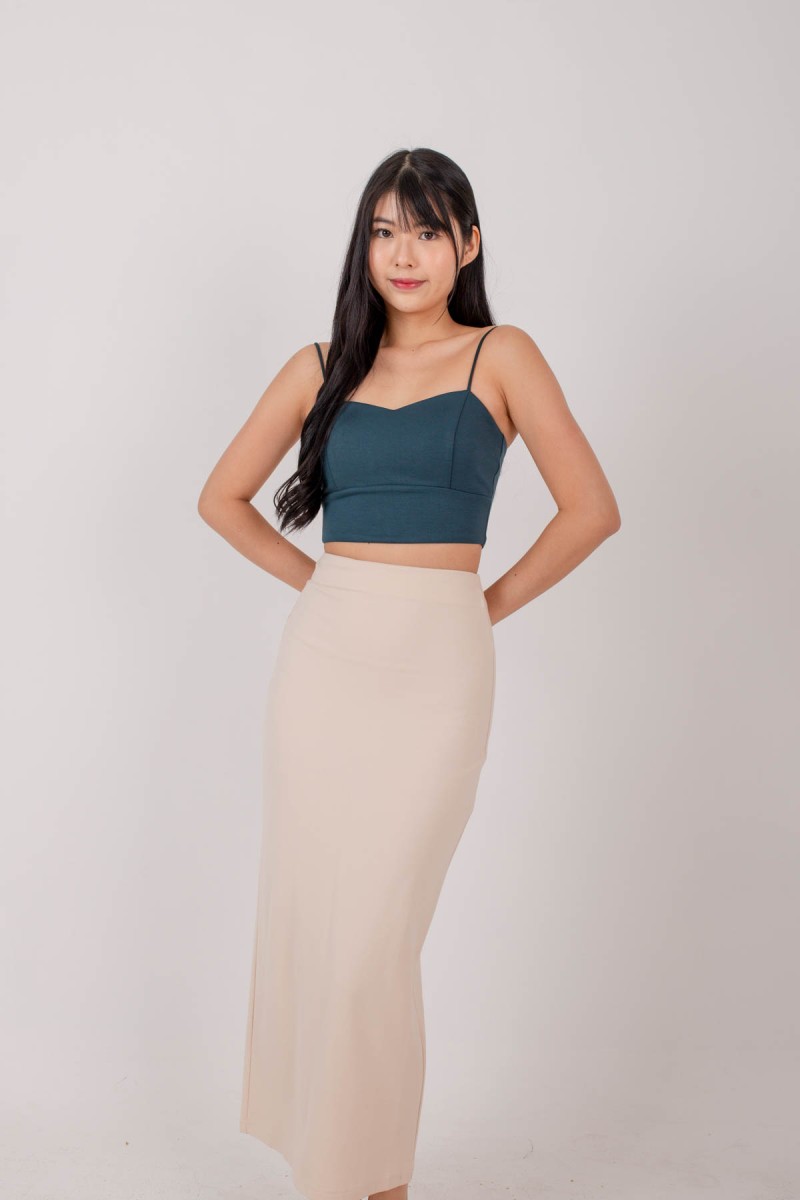 RESTOCK: Radiate Padded Sweetheart Crop Top in Teal