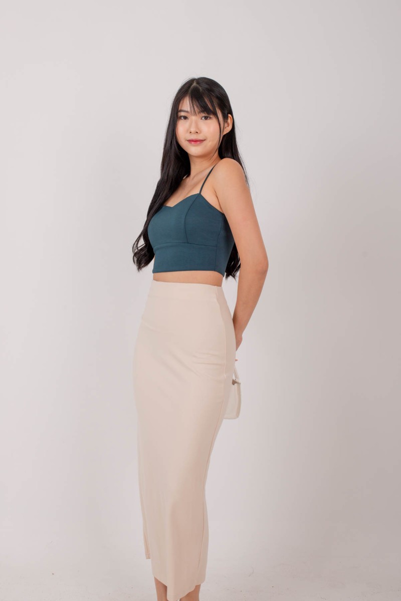 RESTOCK: Radiate Padded Sweetheart Crop Top in Teal