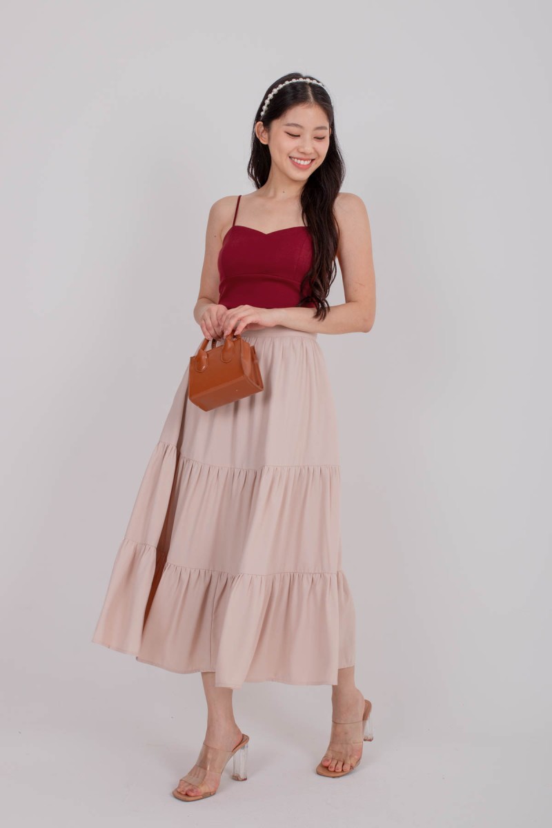 RESTOCK3: Radiate Padded Sweetheart Crop Top in Wine