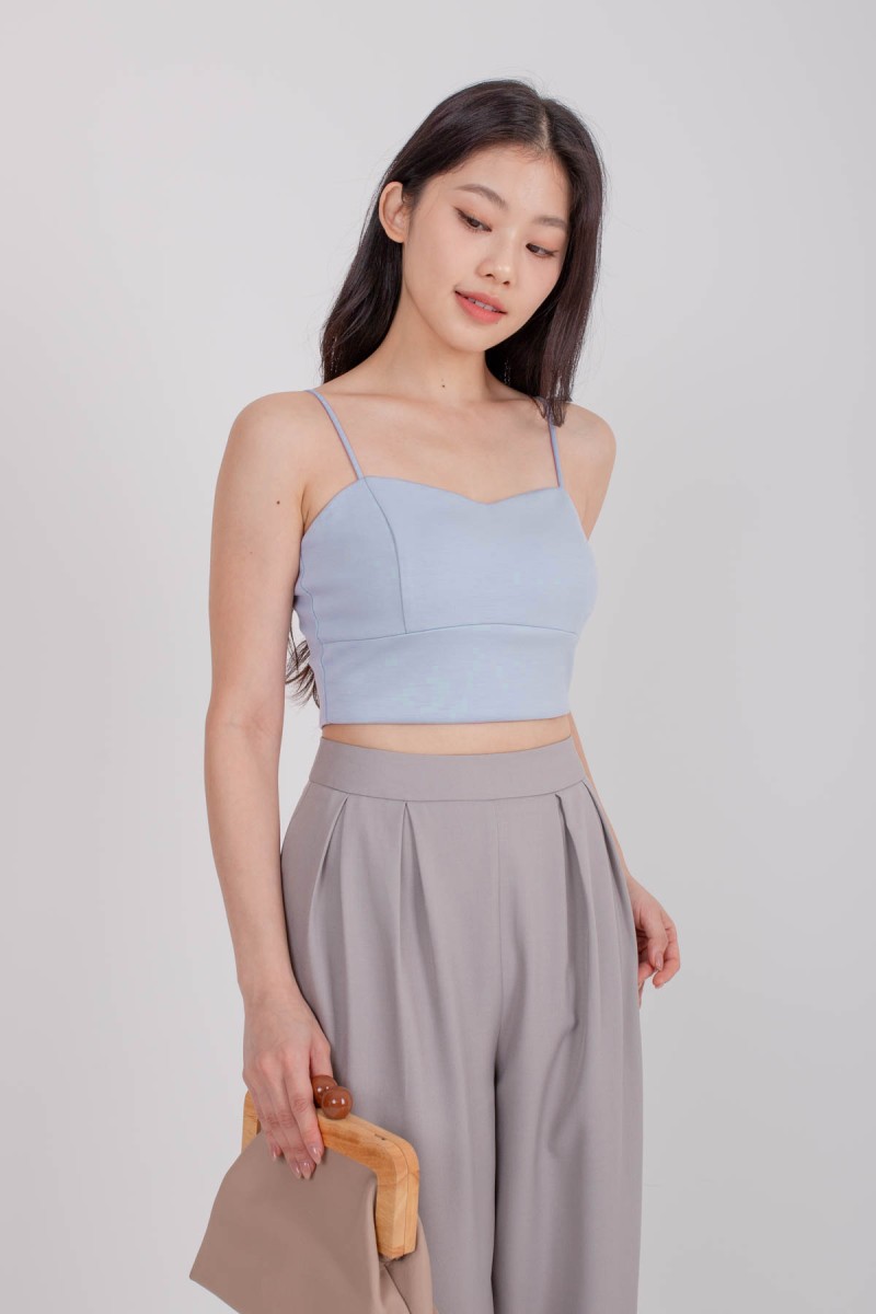 RESTOCK: Radiate Padded Sweetheart Crop Top in Blue