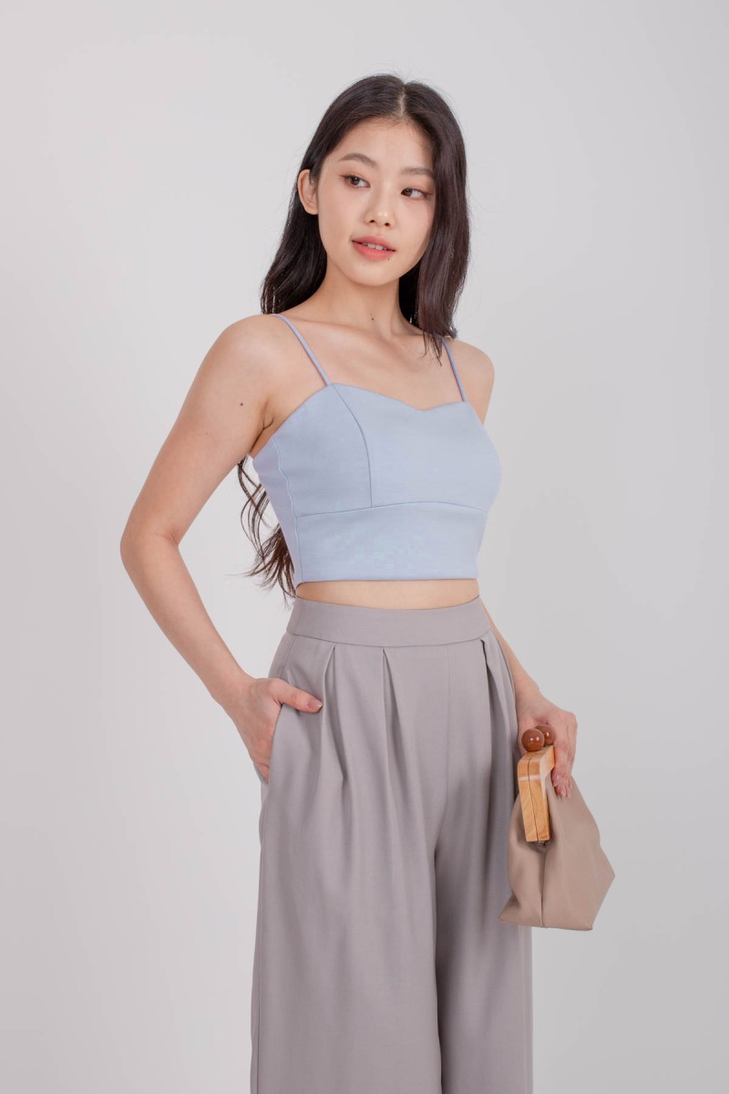 RESTOCK: Radiate Padded Sweetheart Crop Top in Blue