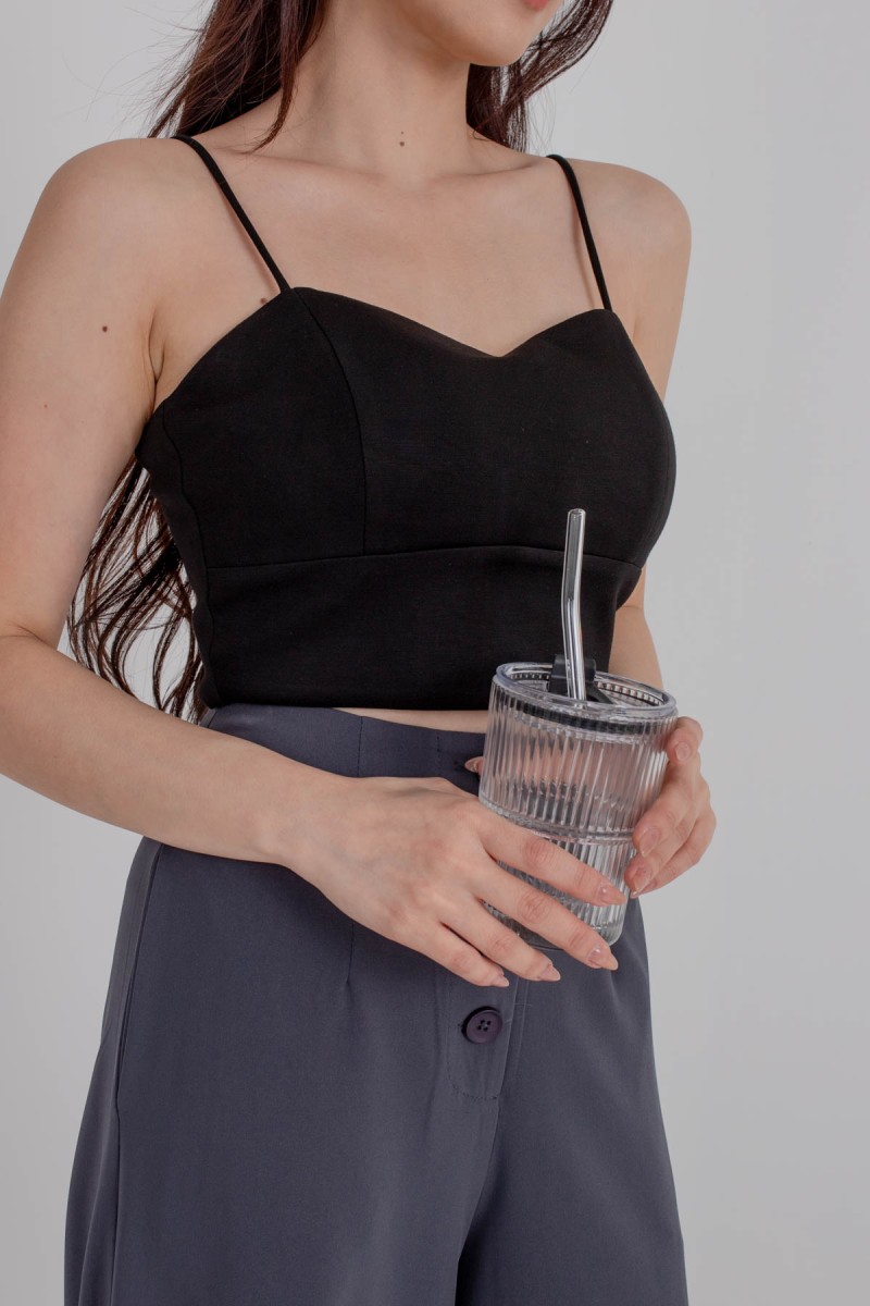 RESTOCK: Radiate Padded Sweetheart Crop Top in Black