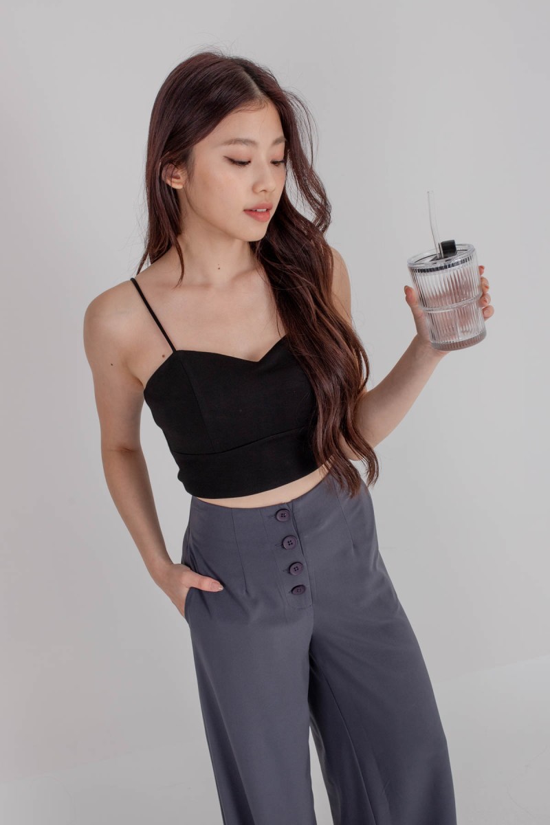 RESTOCK: Radiate Padded Sweetheart Crop Top in Black