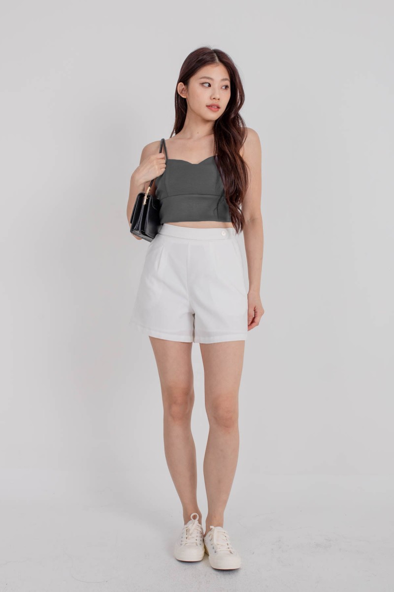 RESTOCK: Radiate Padded Sweetheart Crop Top in Gunmetal