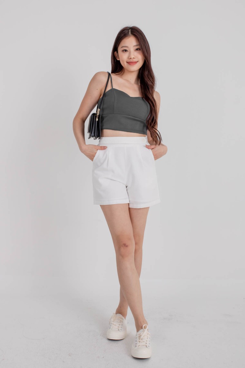 RESTOCK3: Radiate Padded Sweetheart Crop Top in Gunmetal