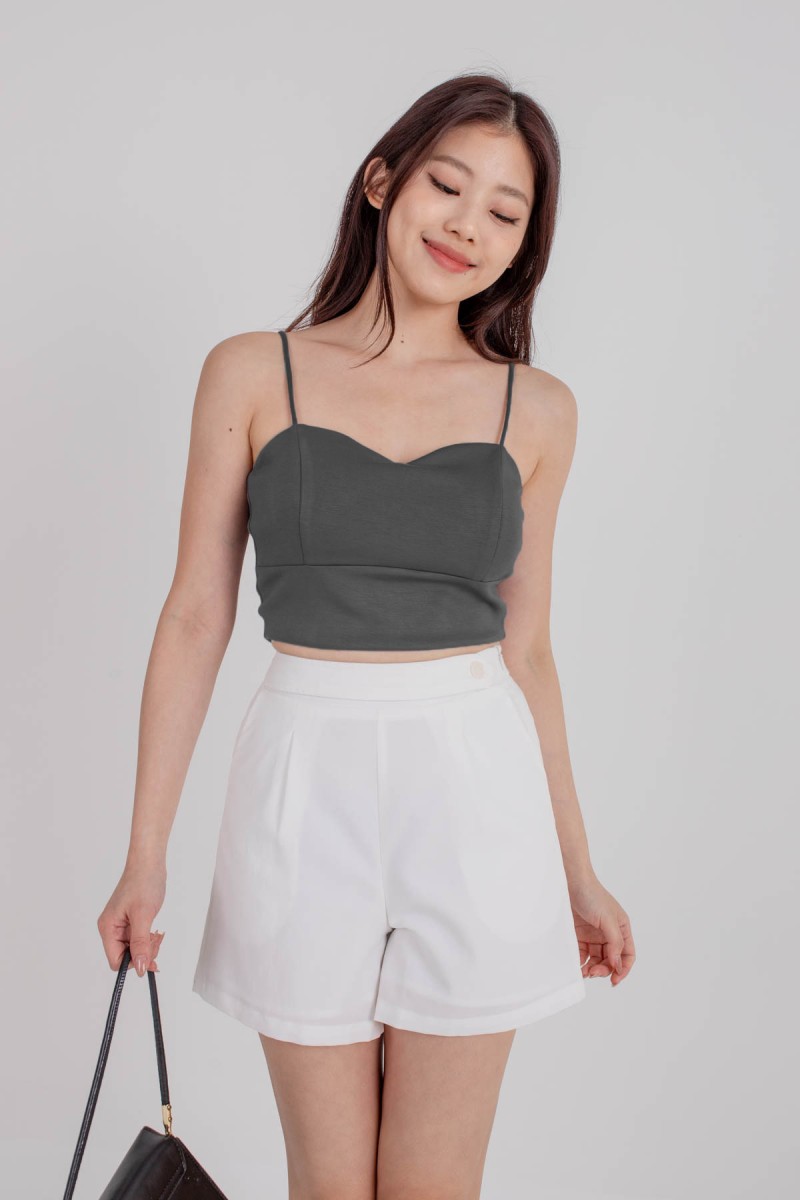 RESTOCK: Radiate Padded Sweetheart Crop Top in Gunmetal