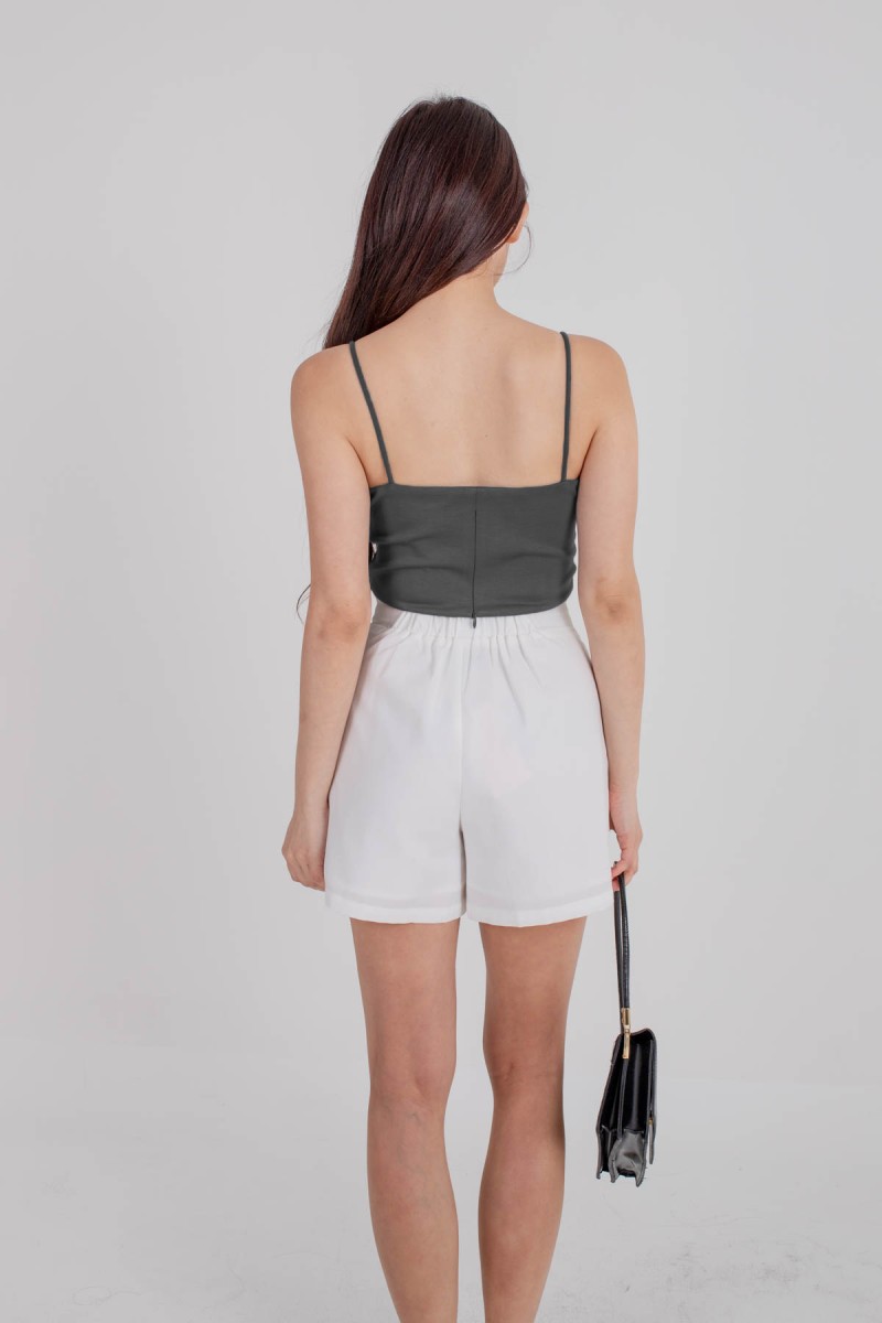 RESTOCK: Radiate Padded Sweetheart Crop Top in Gunmetal