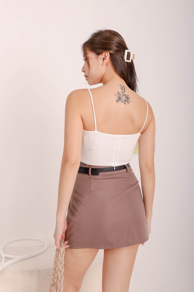 Reya Belted Mini Skorts in Mocha