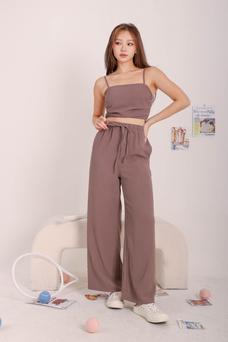 Evie Wide Leg Pants in Mocha