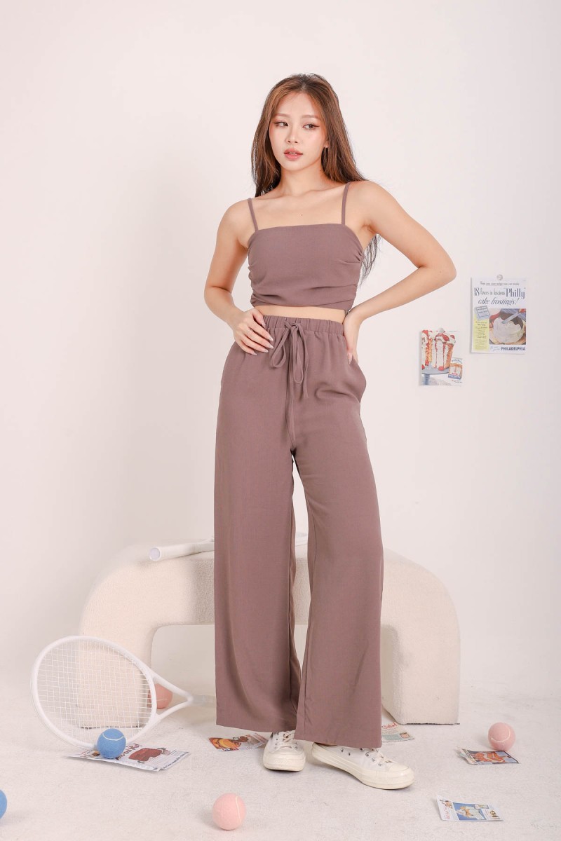 Evie Wide Leg Pants in Mocha