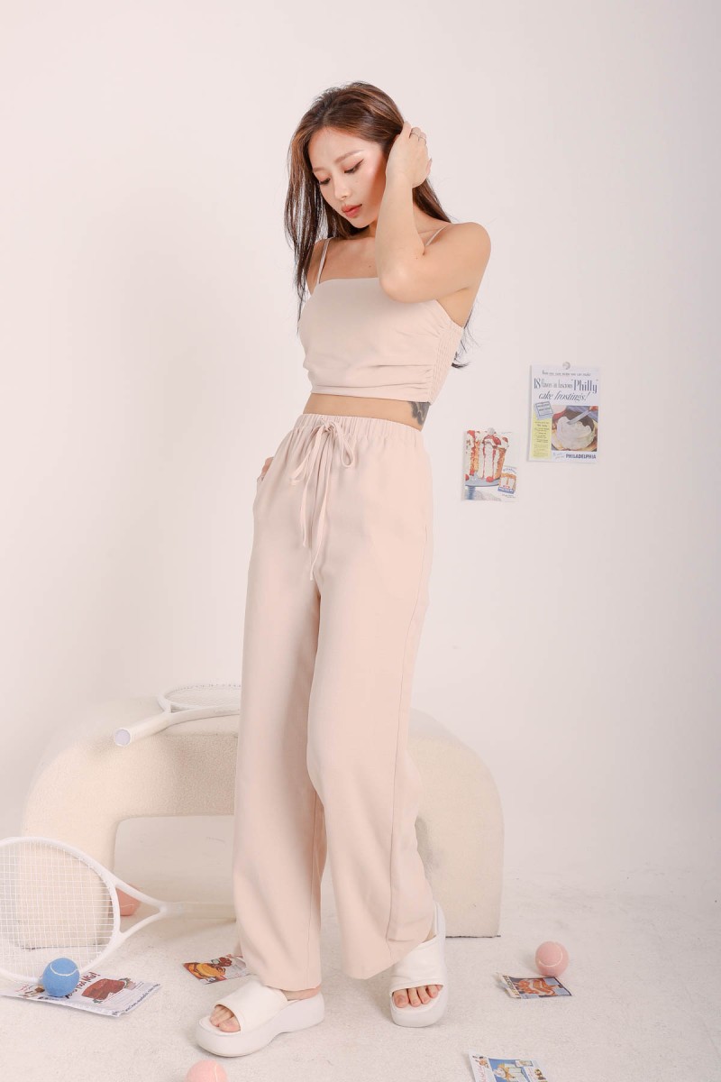 Evie Wide Leg Pants in Oat