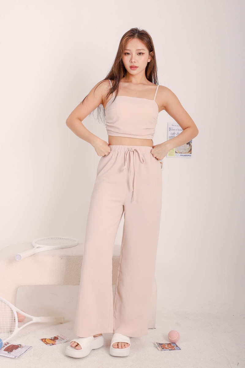 Evie Wide Leg Pants in Oat